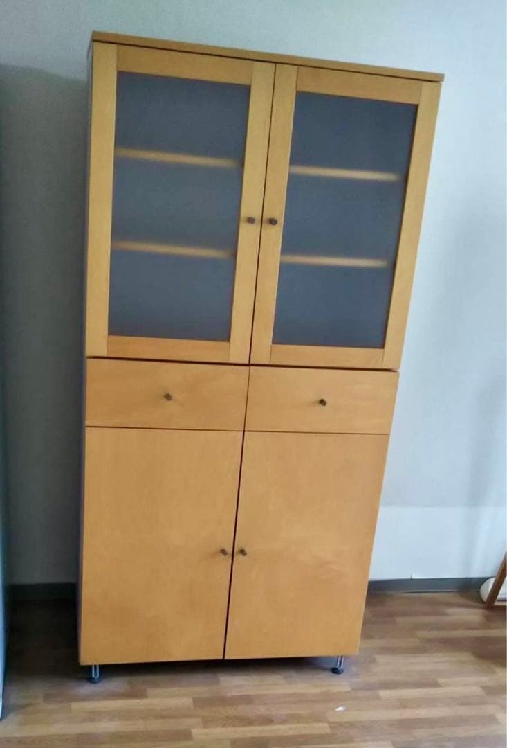 【廃盤・希少】送料込 無印良品キャビネット（食器棚・カップボード）ナチュラル木製