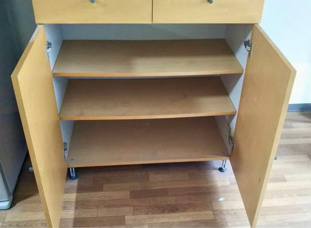 【廃盤・希少】送料込 無印良品キャビネット（食器棚・カップボード）ナチュラル木製