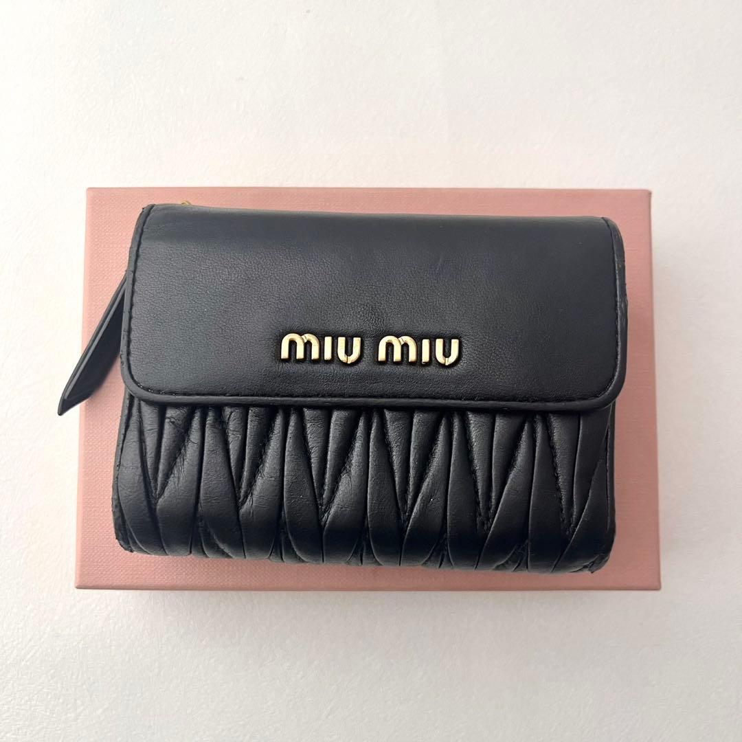 miu miu ミュウミュウ マテラッセ 三つ折り財布 ミニ 0204-①