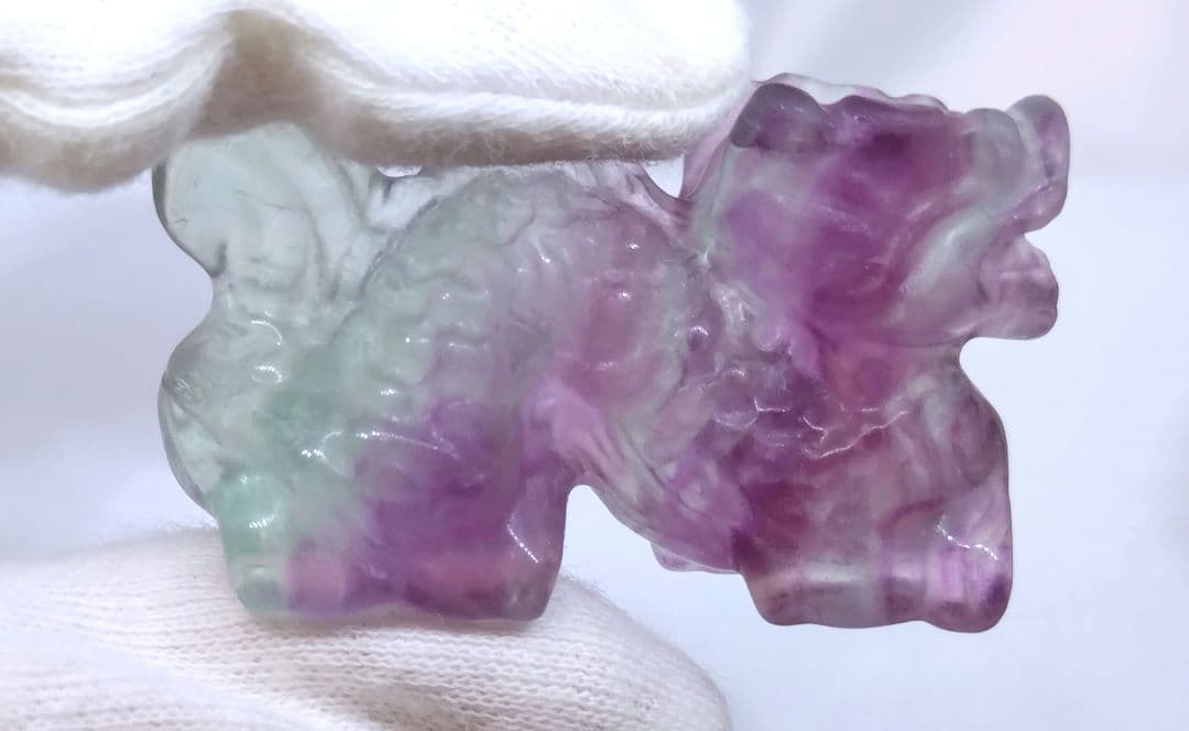 フローライト　キャンディ　龍　辰　ドラゴン　彫り物　カービング　干支　セット
