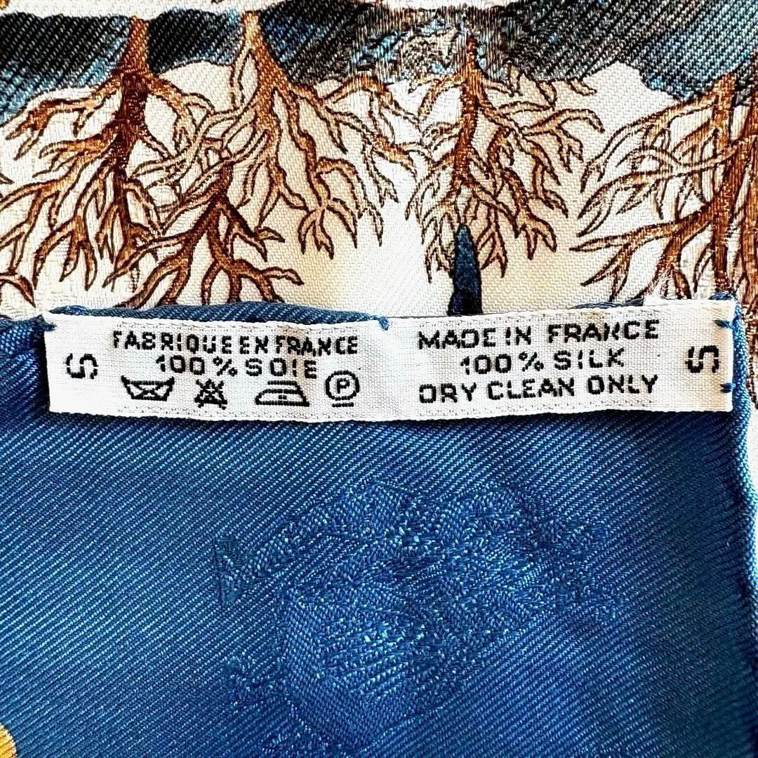 希少 美品 エルメス シルクスカーフ カレ90 冬の愉しみ ブルー HERMES