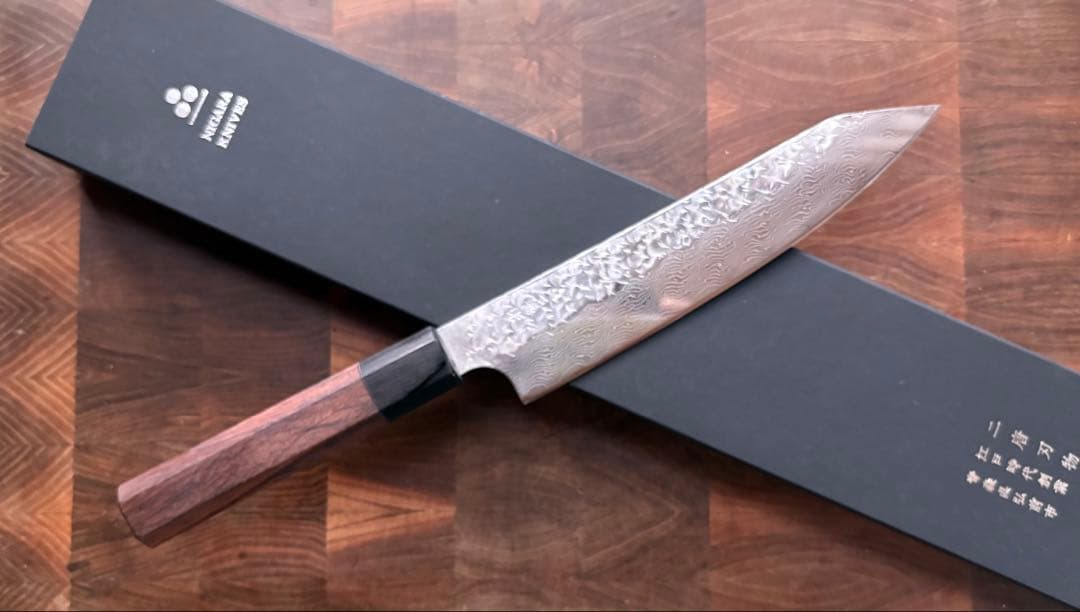 二唐刃物　SPG STRIX 切付　牛刀　200mm 包丁槌目　ダマスカス