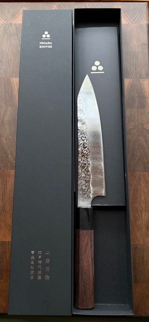 二唐刃物　SPG STRIX 切付　牛刀　200mm 包丁槌目　ダマスカス