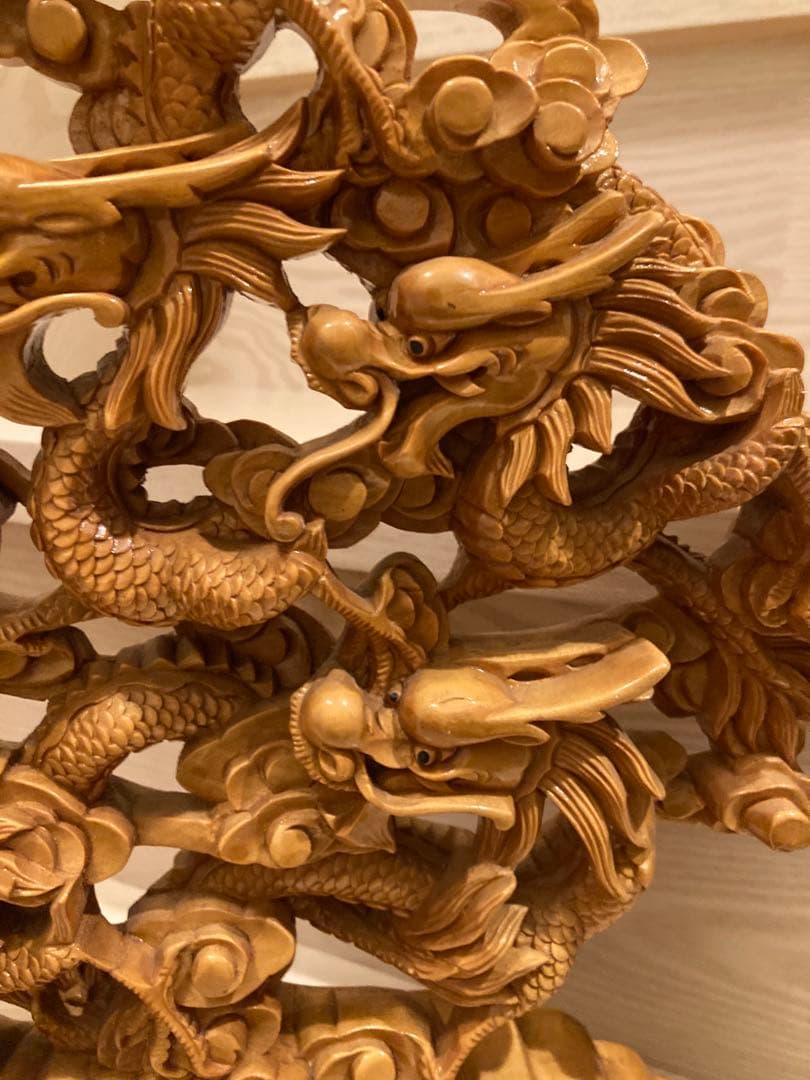 木彫り　一刀彫　9龍　一級品　骨董品