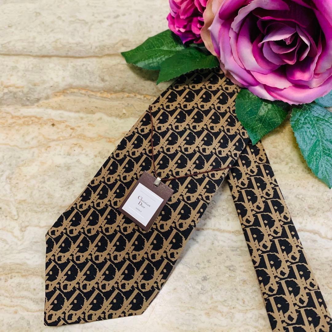 N195 新品未使用 クリスチャンディオール トロッター柄 ネクタイ メンズ