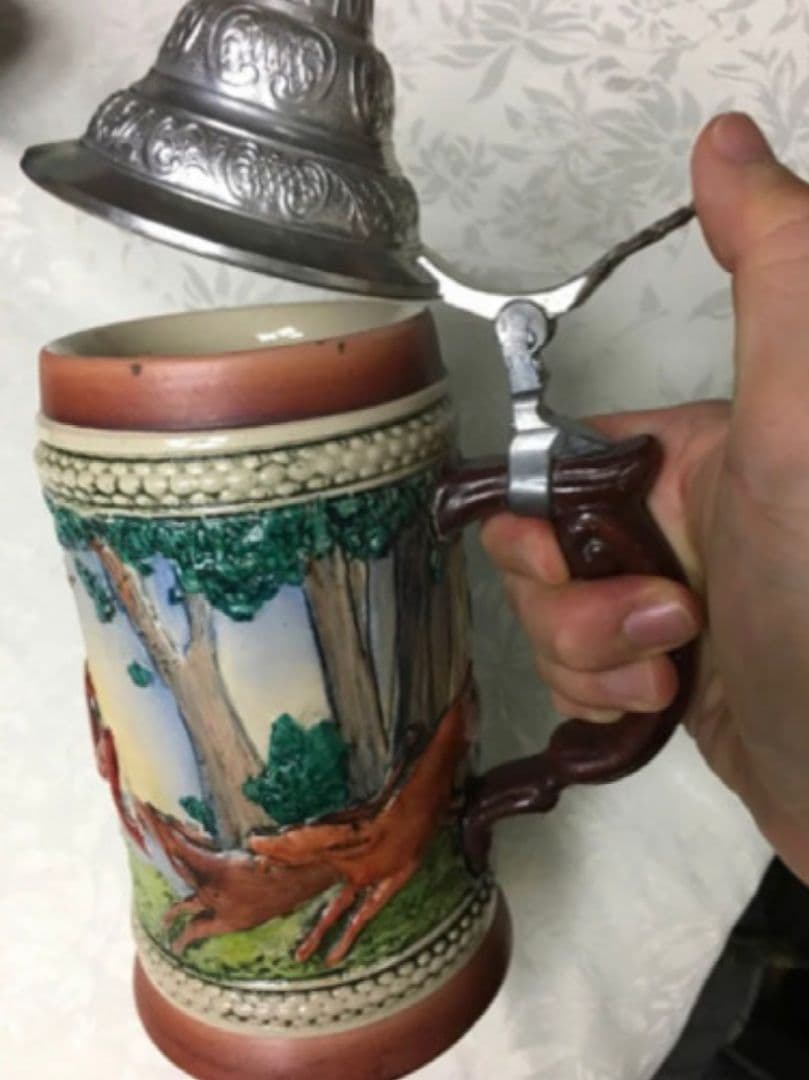 インテリア アンティーク雑貨 水差し 鹿 祝い 縁起 正月　陶器　陶芸