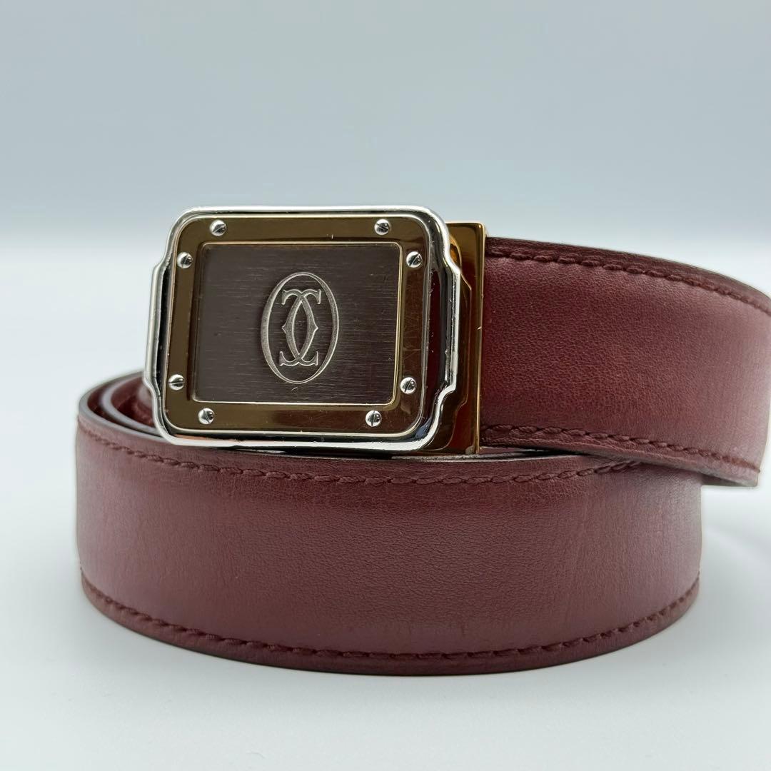 ✨美品✨カルティエ ベルト マスト サントス ゴールド シルバー金具 純正ベルト