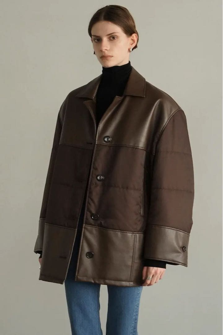 CLANE LEATHER SWITCHING OVER JACKET ブラウン