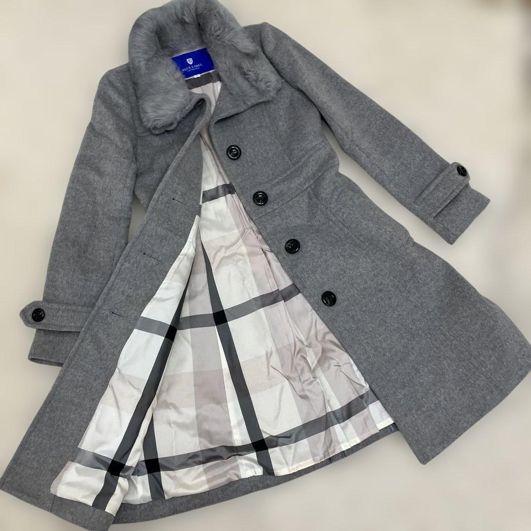 《クリーニング済み》ブルーレーベルクリストブリッジ　ロングコート　ライトグレー