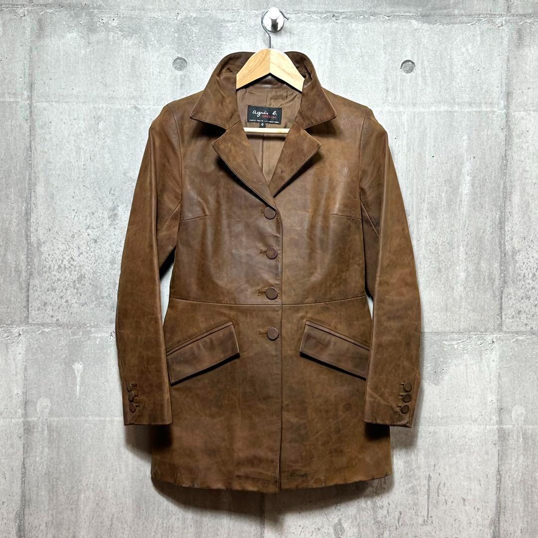 ⭐️希少⭐️agnes b. SPECIAL レザーコート　牛革　ブラウン