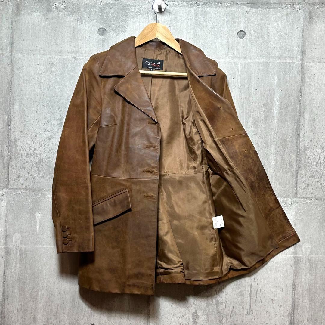 ⭐️希少⭐️agnes b. SPECIAL レザーコート　牛革　ブラウン