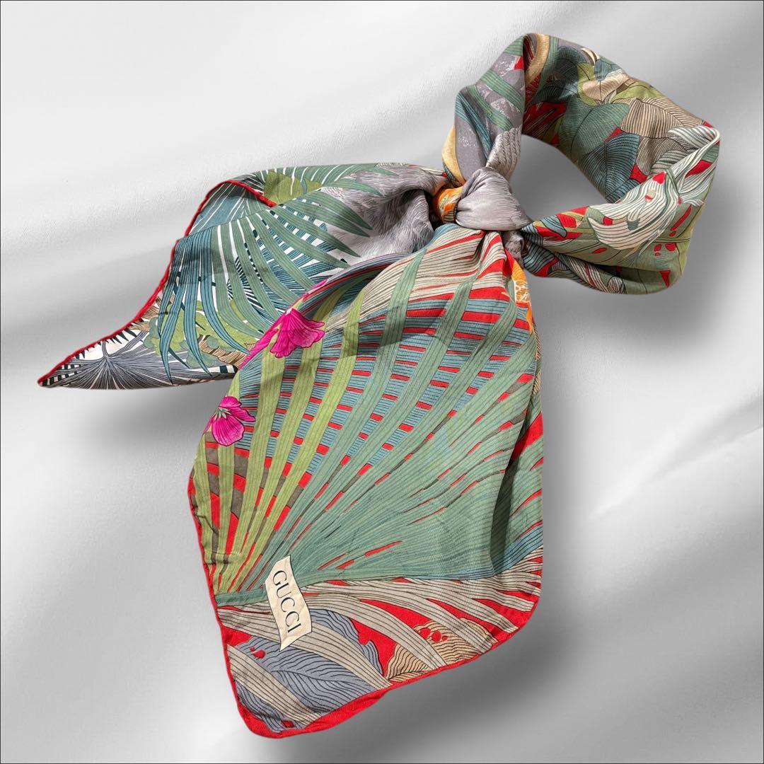 【希少・極美品】OLD GUCCI グッチ ヴィンテージ シルク スカーフ