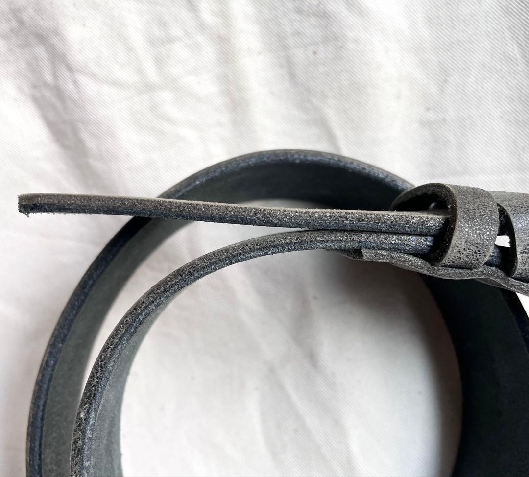 Y’s ワイズ レザーベルト ダブルピン 黒 極厚 used加工 ヨージヤマモト