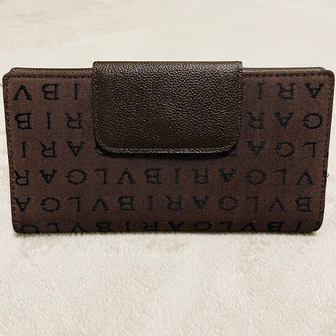 ブルガリ BVLGARI 長財布 レザー キャンバス Wホック ロゴマニア