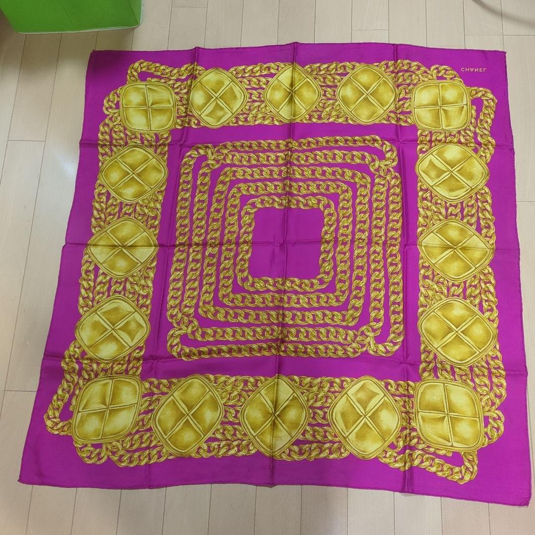 H0RAページピンク ゴールド チェーンデザイン スカーフ