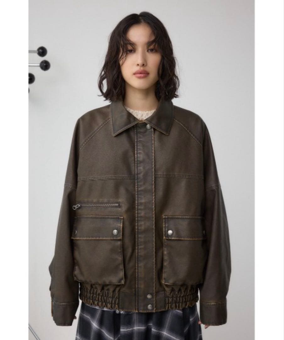 完売商品⭐︎AZUL by moussy ビンテージフェイクレザーシングルブルゾン