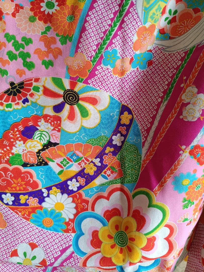 アンティークピンクの着物とキラキラ作り帯セット