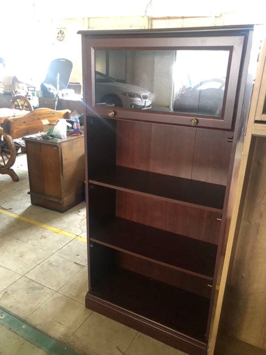 収納棚 本棚 ガラス付き アンティーク