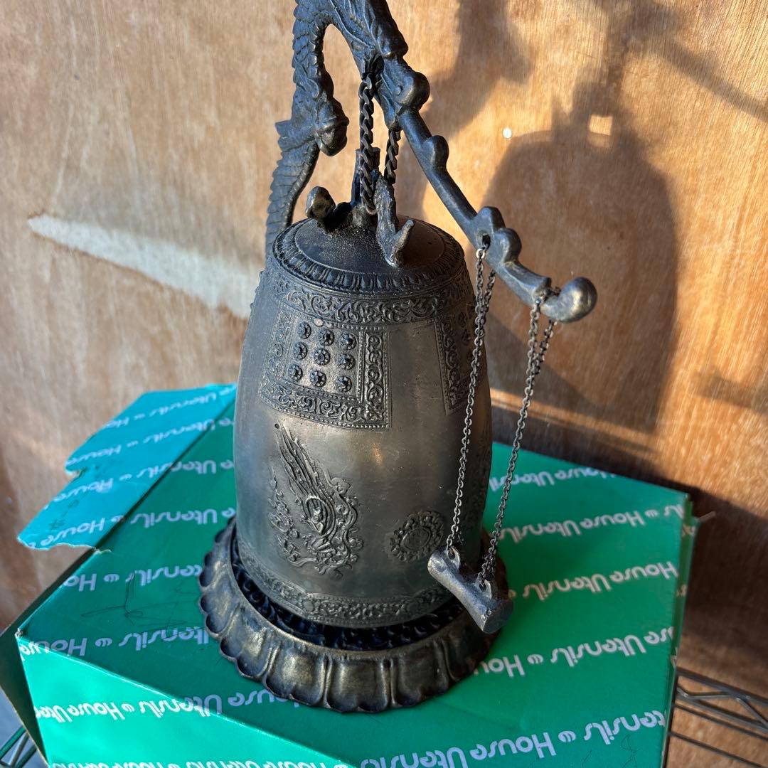小振りで希少！【茶道具　喚鐘　合図鐘青銅　吊り鐘・E14】★インテリア　美術工芸