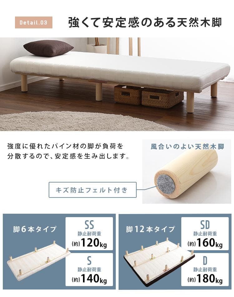 脚付きウレタンロールマットレス セミダブルサイズ