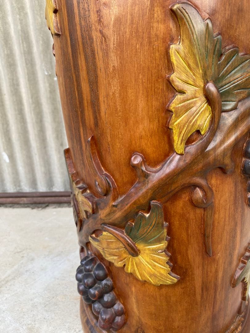 木製　傘立て　葡萄　アンティーク　マホガニー