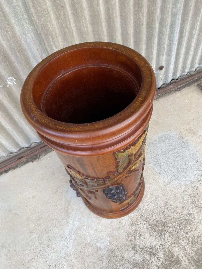 木製　傘立て　葡萄　アンティーク　マホガニー