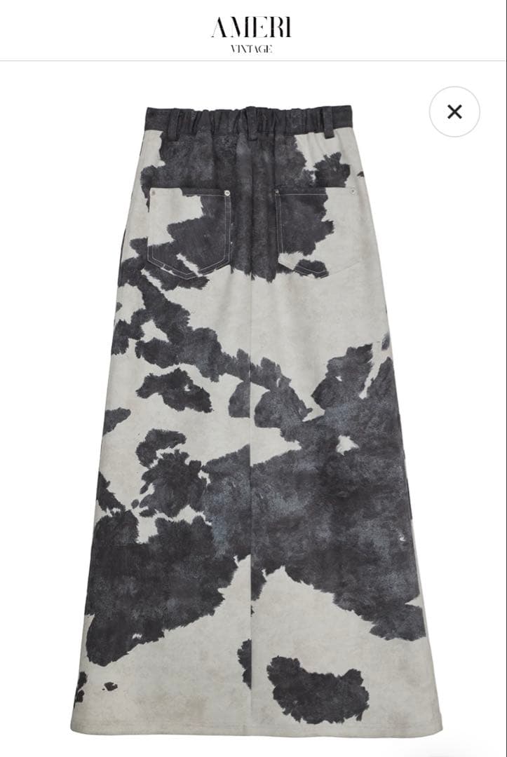 【新品】AMERI COW PATTERN SUEDE LIKE SKIRT；S