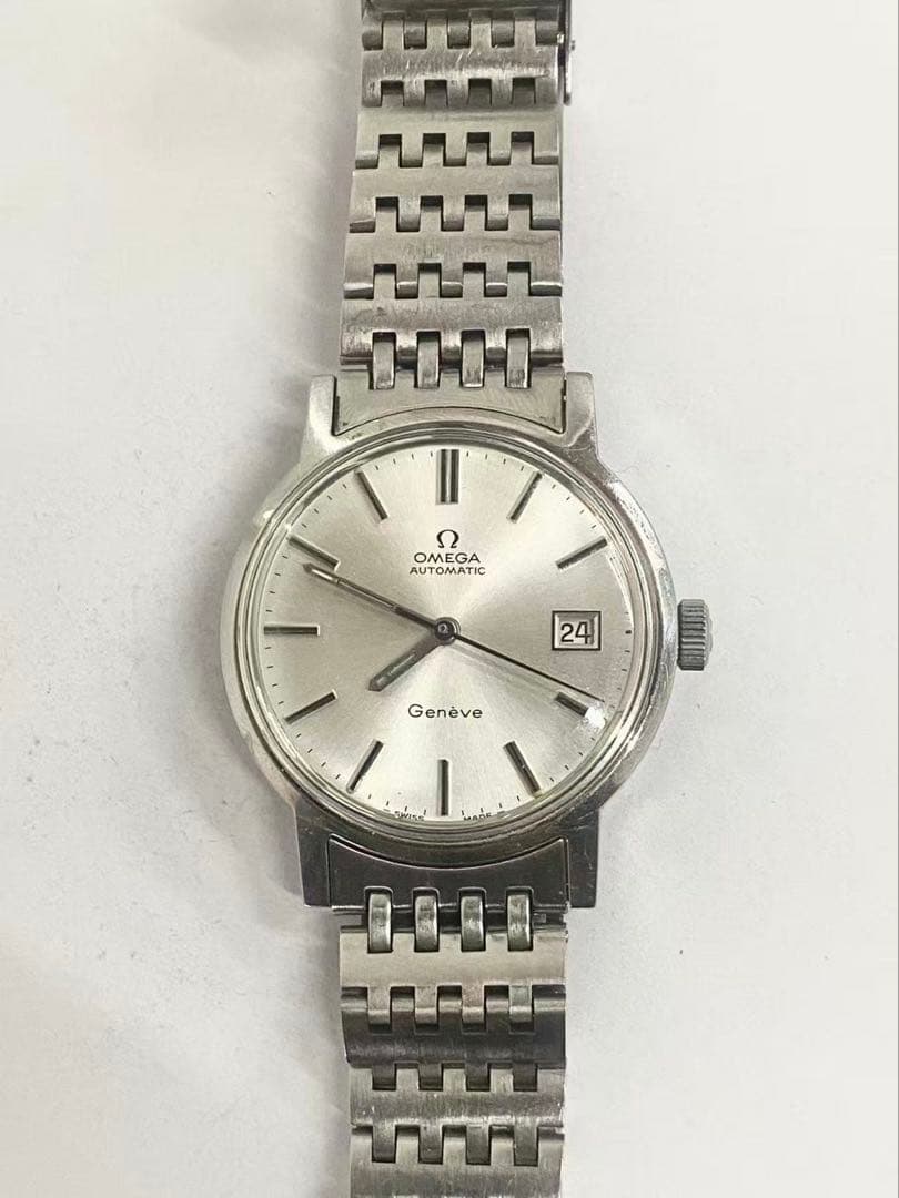 OH済 OMEGAオメガ ジュネーブ シルバー純正ブレス 自動巻き