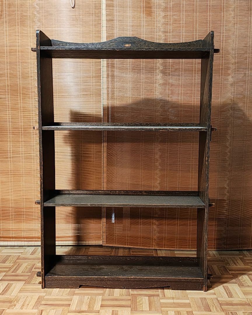 楔本棚4段　木製本棚　オープンラック　昭和レトロ　古家具