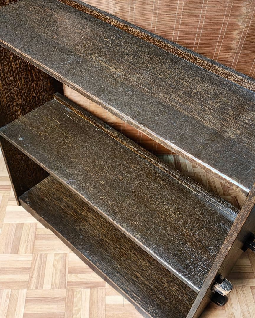 楔本棚4段　木製本棚　オープンラック　昭和レトロ　古家具