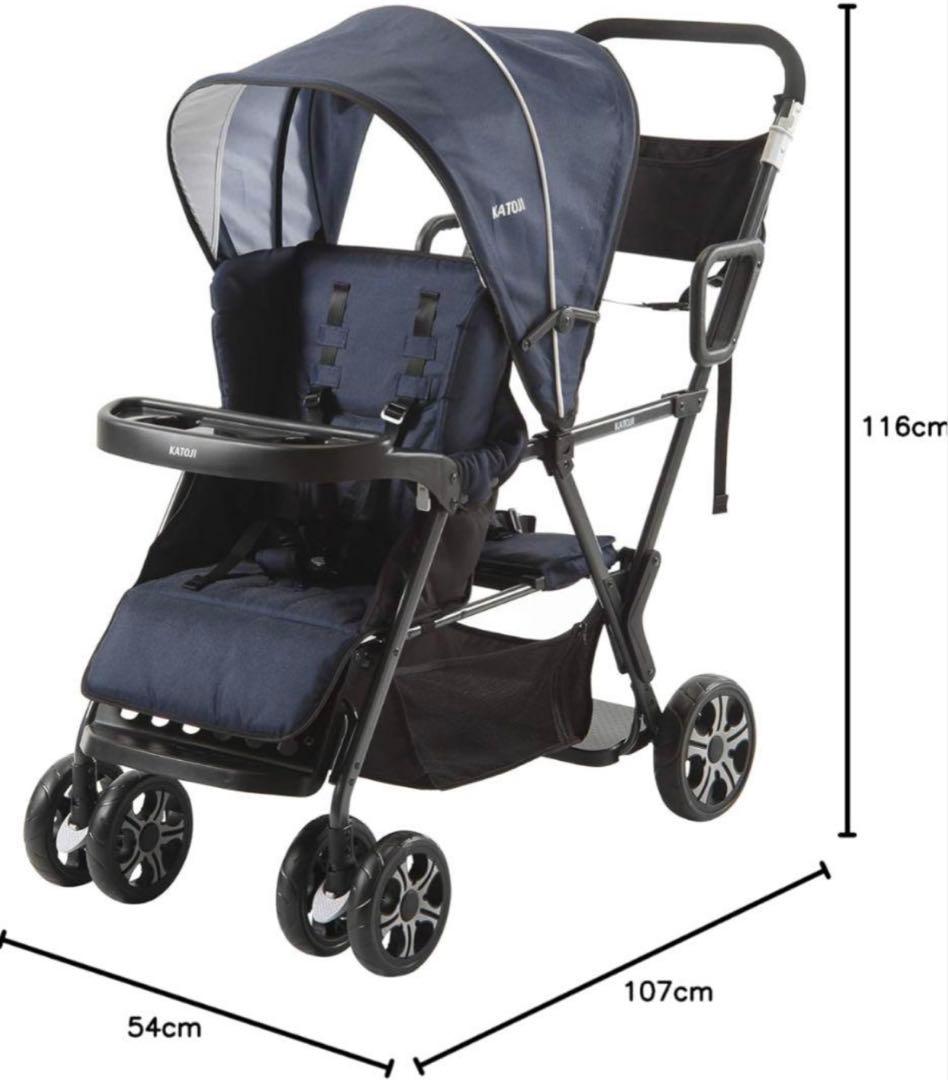 美品✨KATOJI 二人でゴー 二人乗り ベビーカー ネイビー