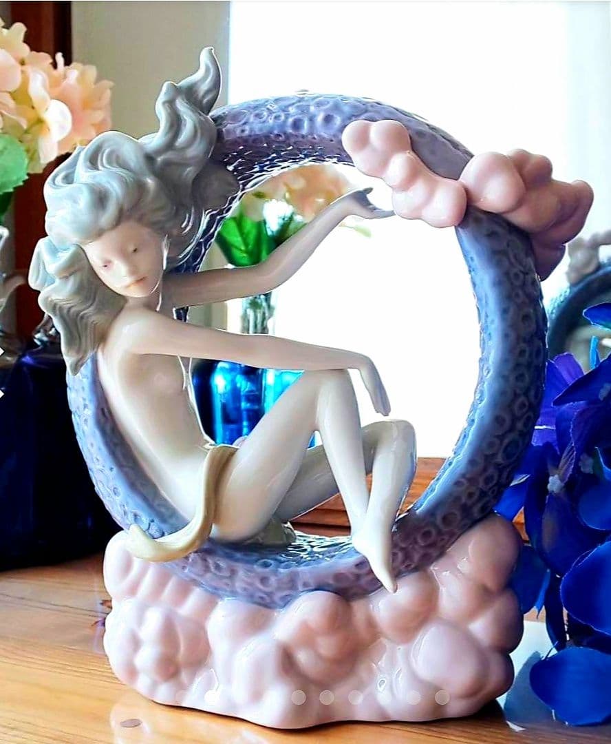 廃盤 期間限定品リヤドロ 名作「月の妖精」陶器 フェアリー 置物 フィギュリン