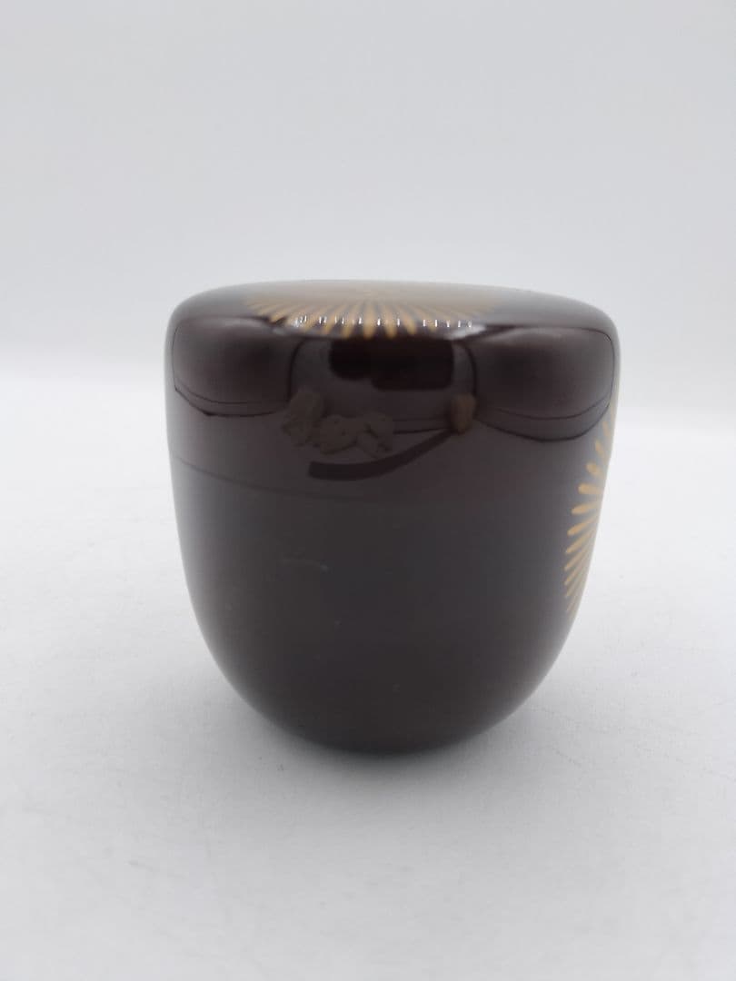 c646 大棗 唐松蒔絵 溜塗 山中 川上浩峰 木箱 茶道具 古物