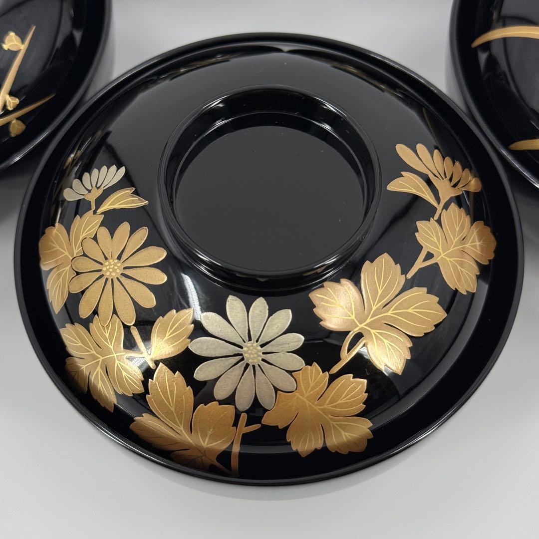 象彦 五清 吸物椀 五客セット 漆器 蒔絵 金彩 木製 高級 松竹梅蘭菊