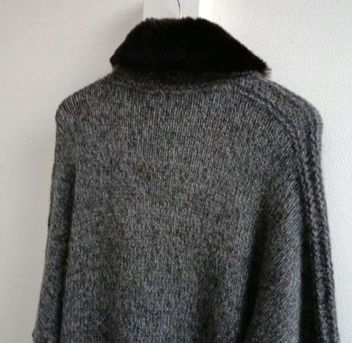 MaxMara　スポーツマックス　ニットコート　gray　襟リアルファー　美品