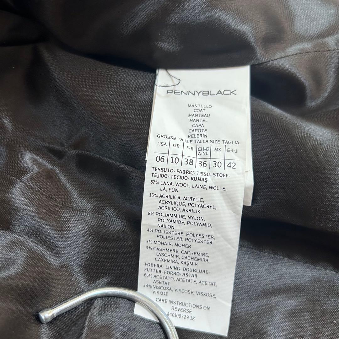 美品✨ペニーブラック　カシミヤ　モヘア　チェック　スタンドカラーシャギーコート