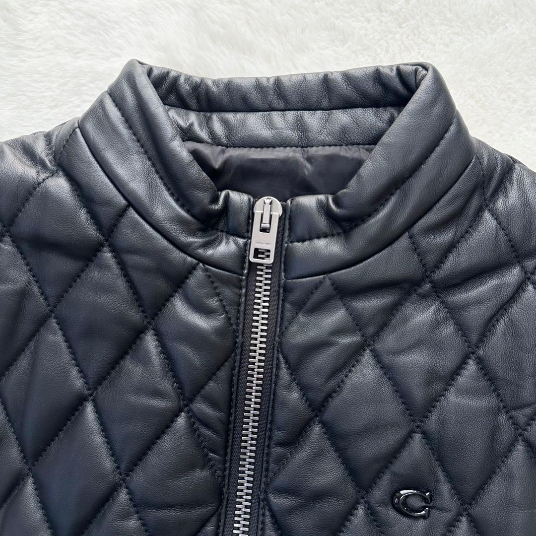 美品✨COACH　コーチ　ラムレザー　本革　キルティング　ベスト　ブラック　M
