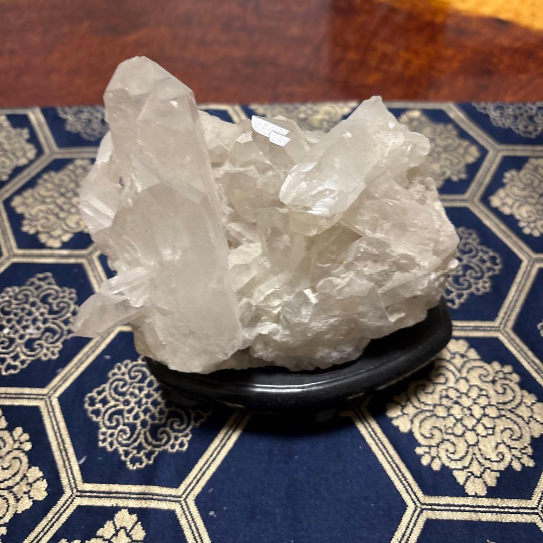 透明クォーツクリスタル 置物 スタンド付き
