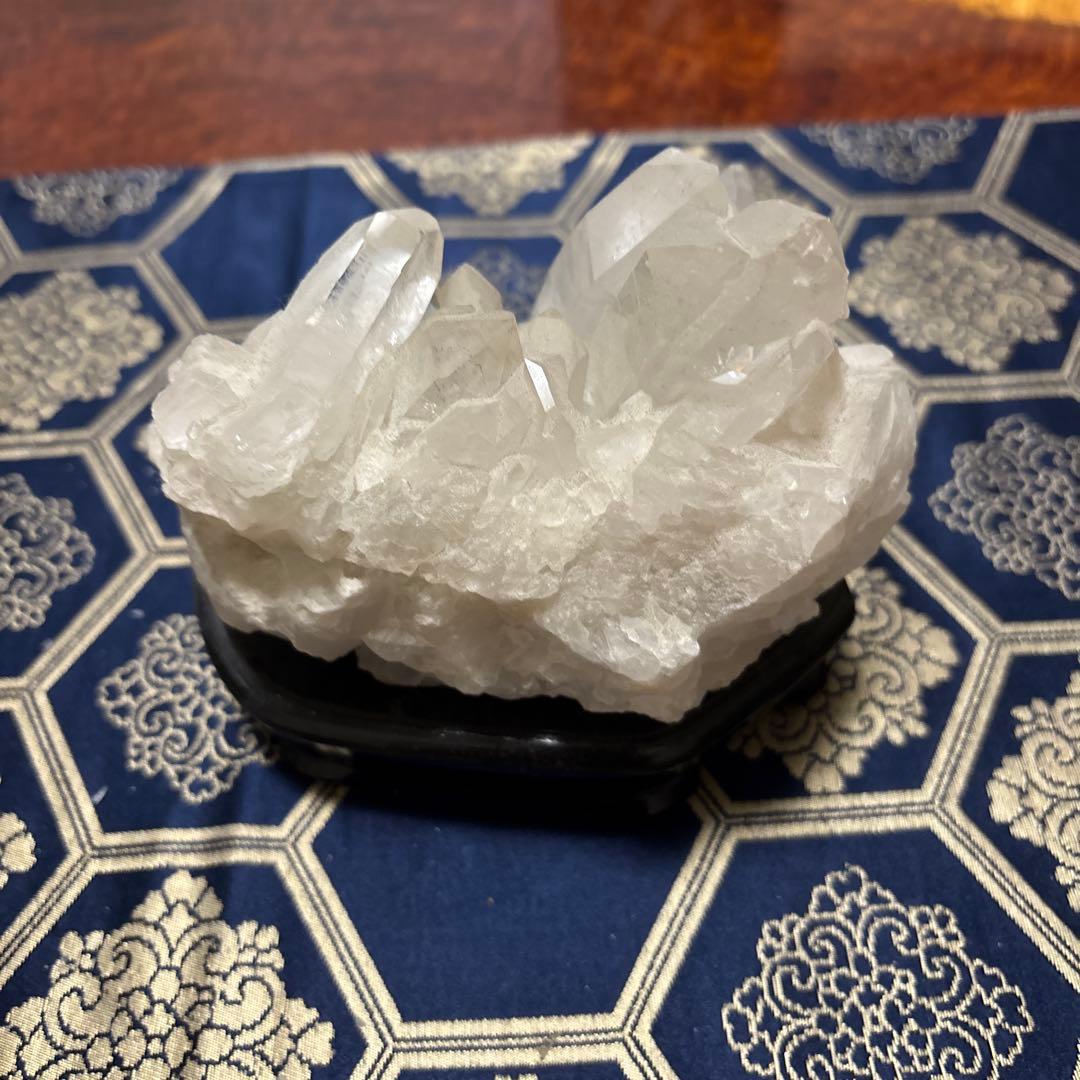 透明クォーツクリスタル 置物 スタンド付き