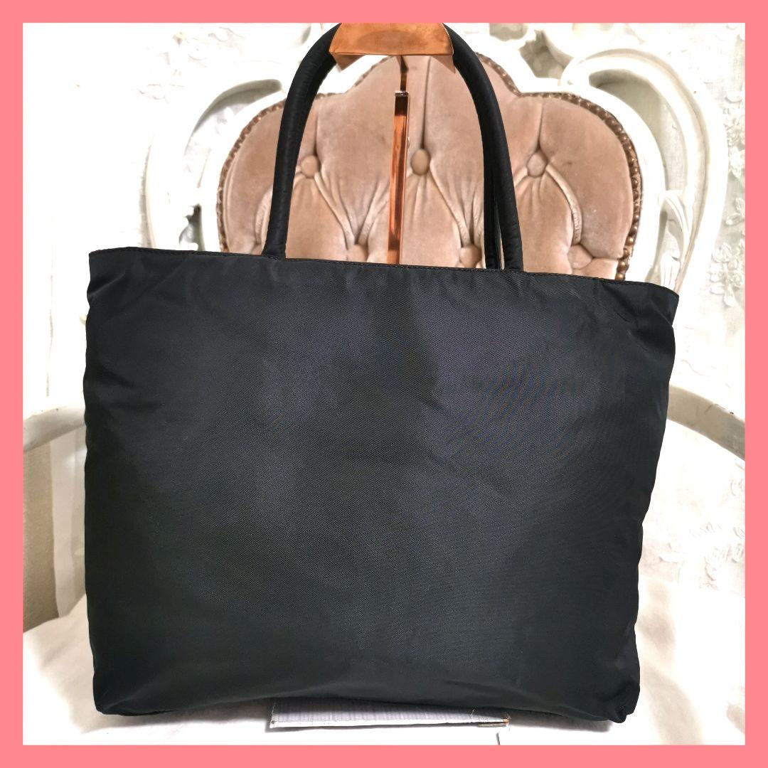 【極美品】プラダPRADAトートバッグ黒ハンドバッグ カードあり!鑑定済!