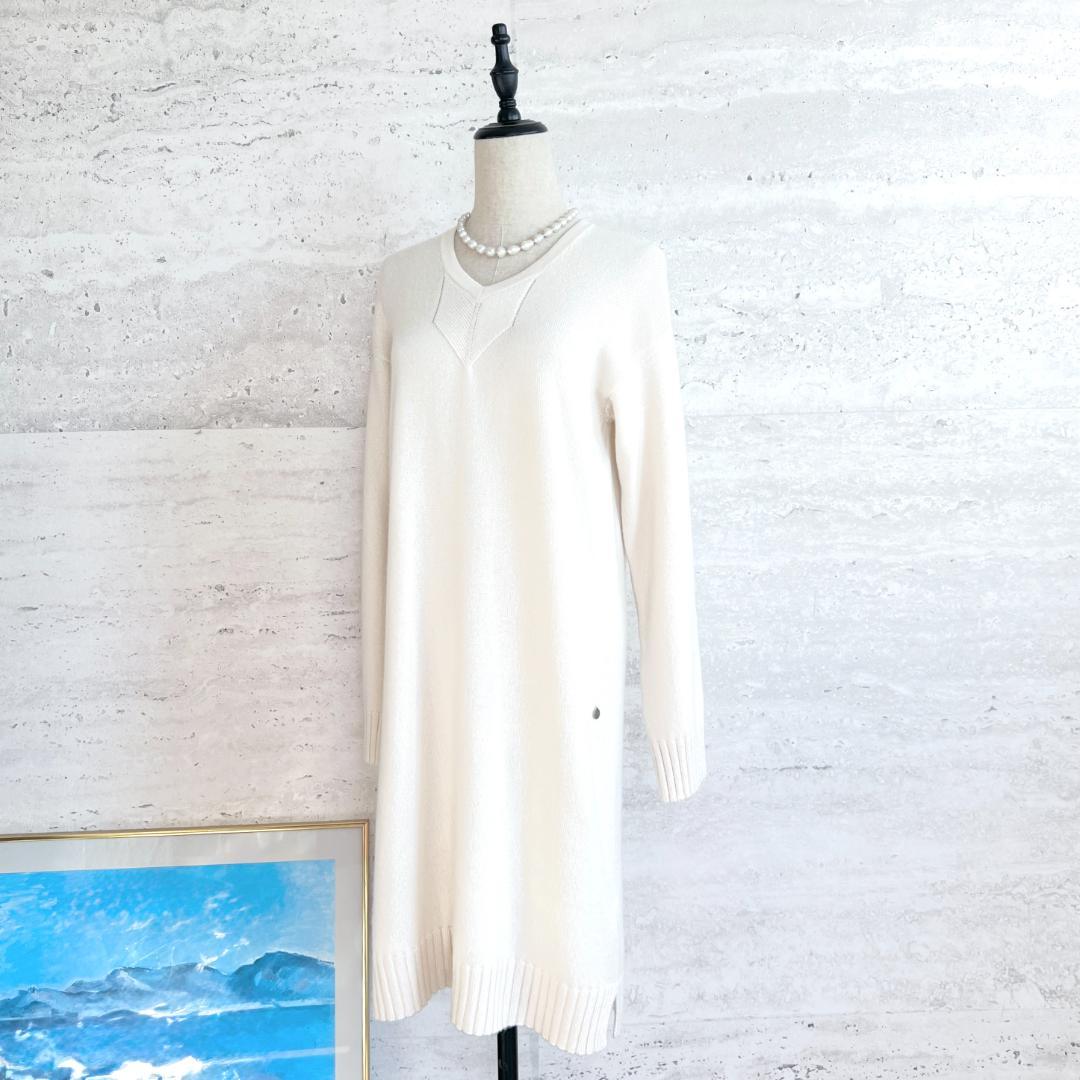極美品★HERMES★カシミヤ100★Hロゴプレート★ニットワンピース
