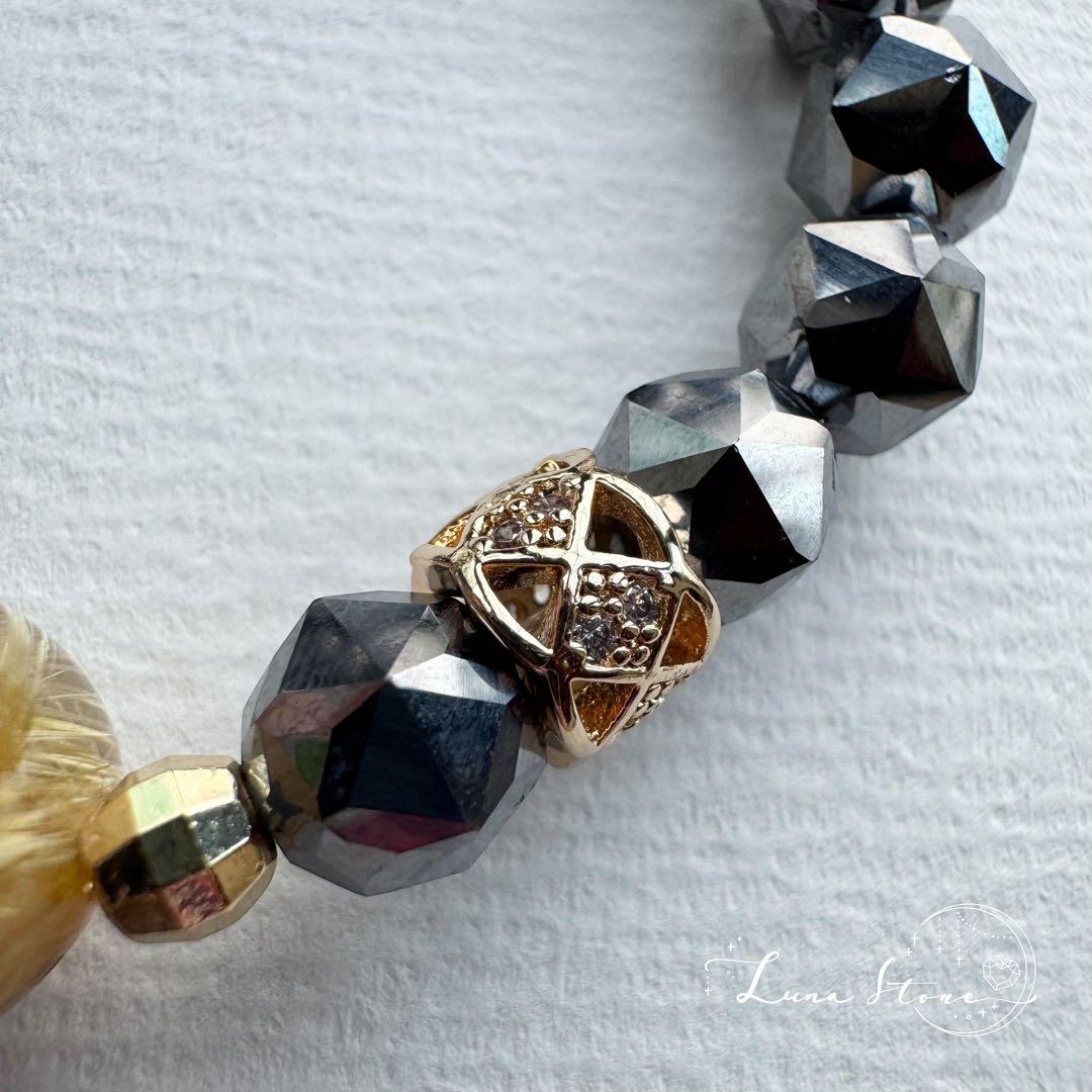 【タイチンルチル テラヘルツ】金 仕事 健康運を引き寄せる 天然石 ブレスレット