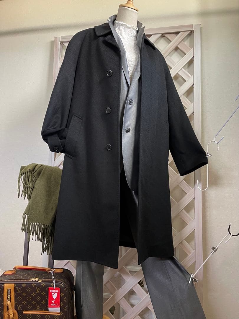 かえ’s メンズ⭐︎ L ⭐︎ 新古　極上のカシミヤ100% ⭐︎ 黒　ロング