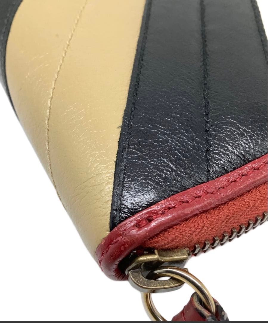 GUCCI レザー長財布 ストライプデザイン