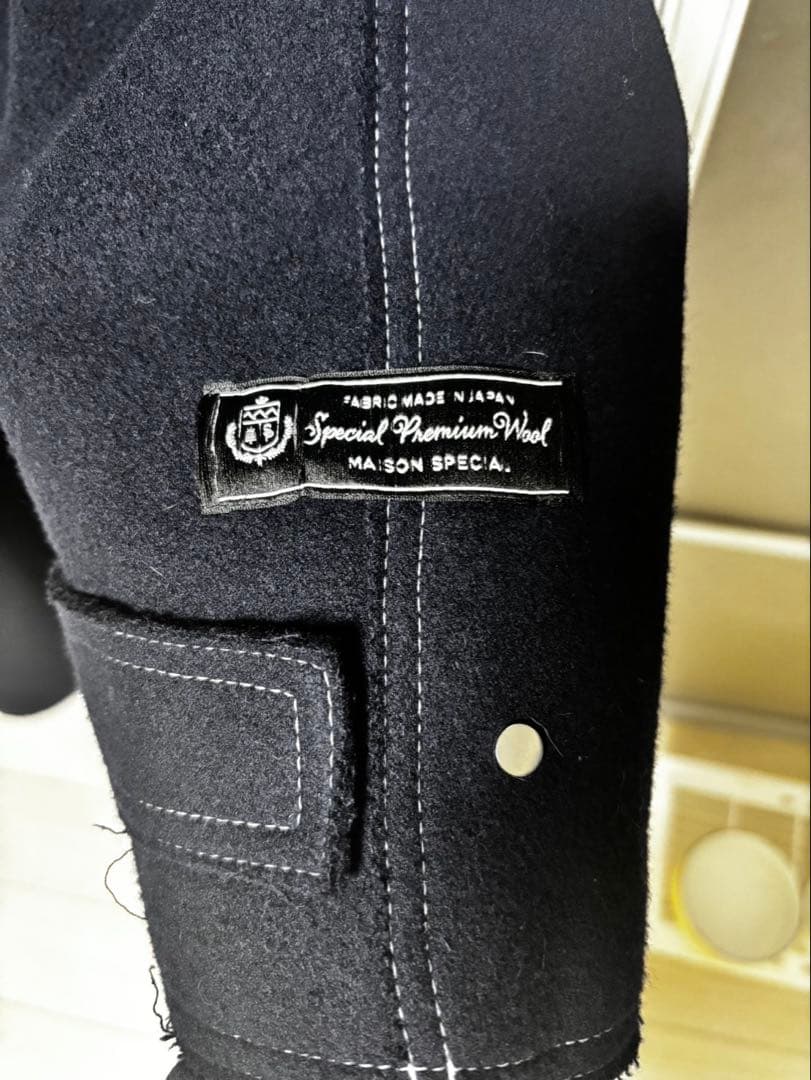 SUPER140Sウールカットオフステッチダブルオーバーコート　メゾンスペシャル