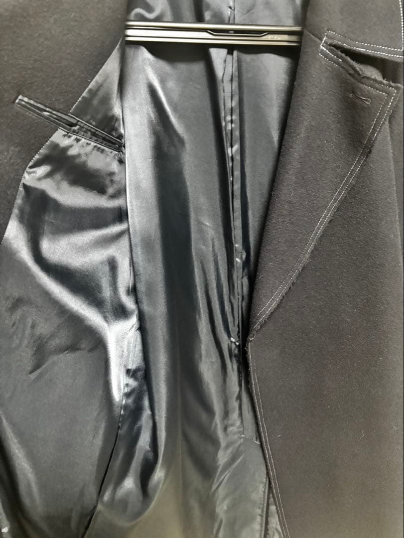 SUPER140Sウールカットオフステッチダブルオーバーコート　メゾンスペシャル