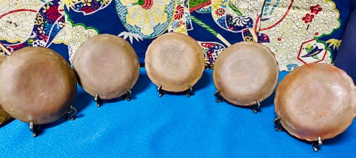 蔵の中の金庫より　備前焼素焼き　幕末〜 繊細彫　5客　骨董　大珍品