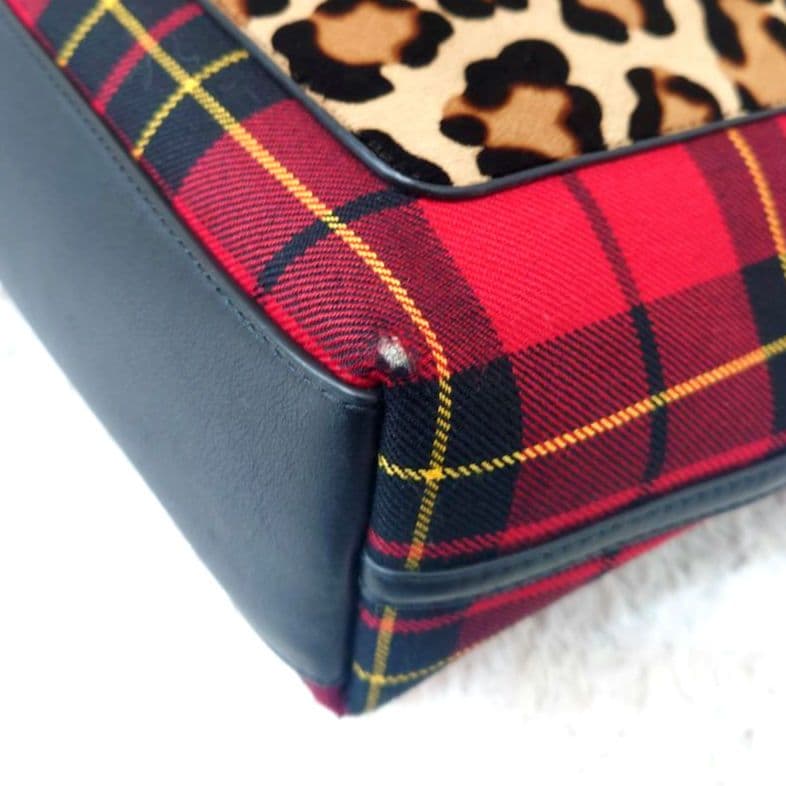 【希少】マイケルコース　ハラコ　チェック　レオパード　ハンドバッグ　トートバッグ