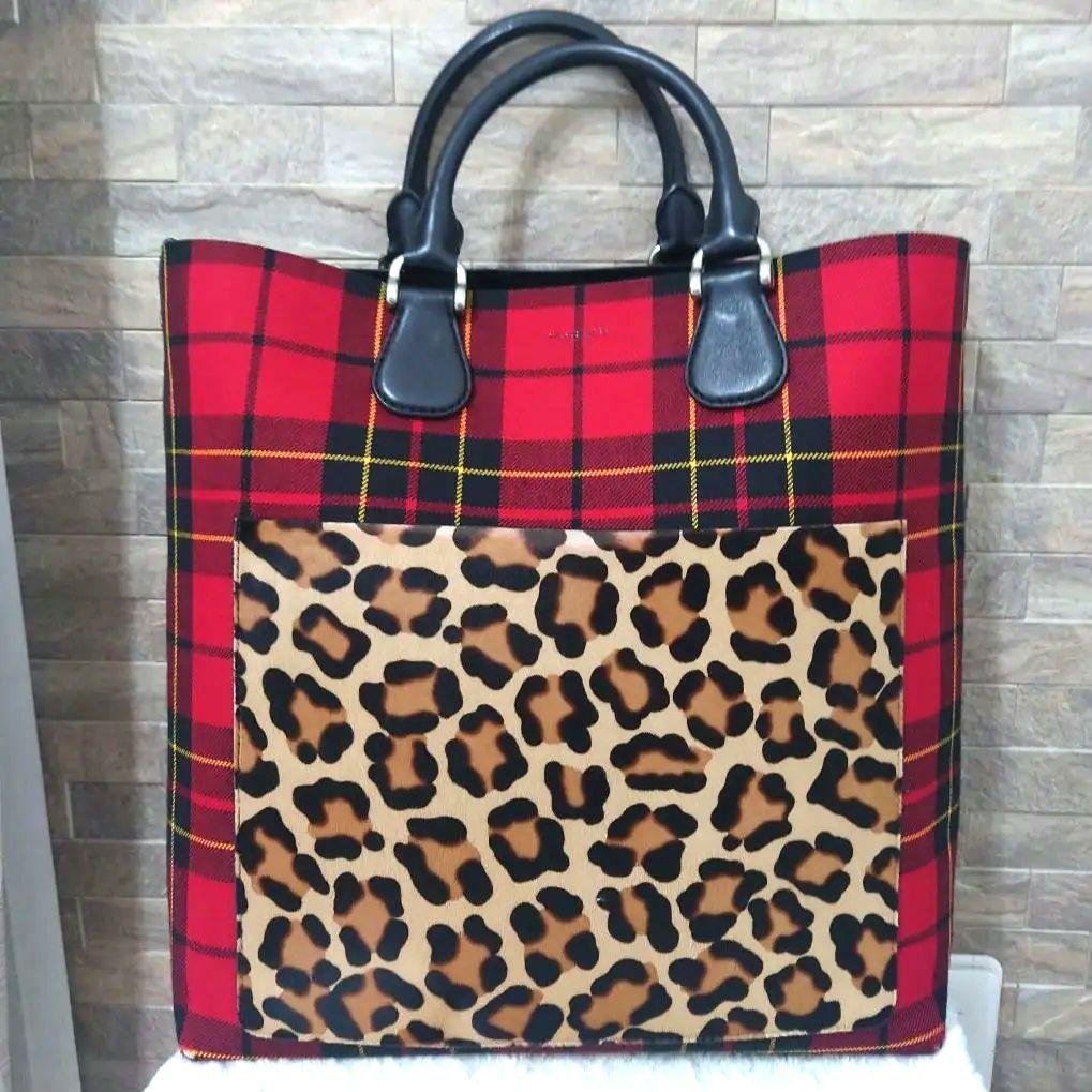【希少】マイケルコース　ハラコ　チェック　レオパード　ハンドバッグ　トートバッグ