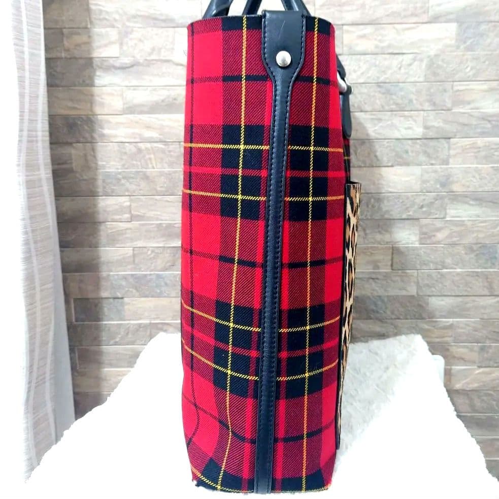 【希少】マイケルコース　ハラコ　チェック　レオパード　ハンドバッグ　トートバッグ